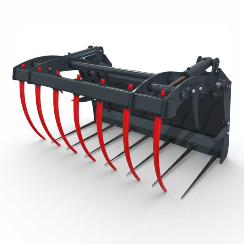 Furca crocodil siloz montata pe miniincarcator skid steer pentru manipulare fan si masa verde